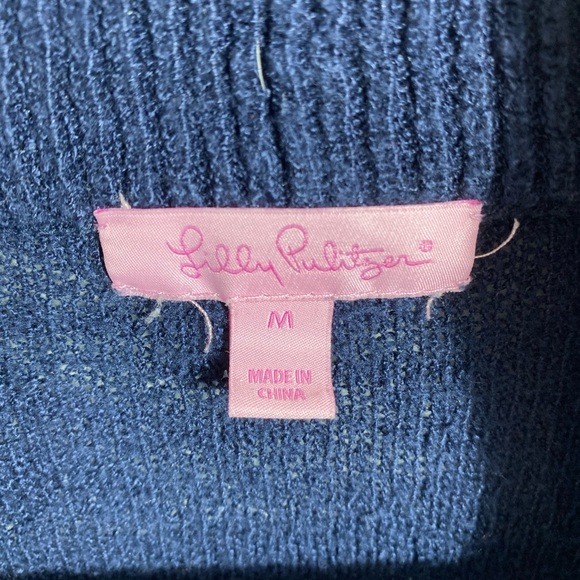 Lilly Pulitzer Amalie Navy Blue Open Front Cardigan size medium - Picture 10 of 15